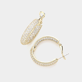 14K Gold Plated CZ Stone Plated Hoop Earrings