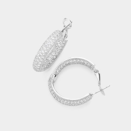 14K Gold Plated CZ Stone Plated Hoop Earrings