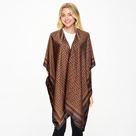 Maze Patterned Kimono Poncho