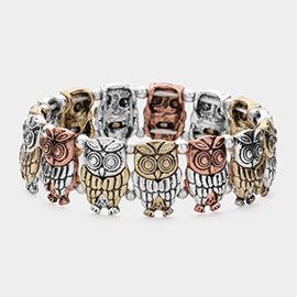 Vintage Metal Owl Stretch Bracelet