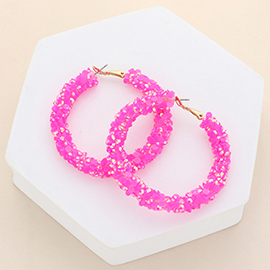 Faceted Beaded Hoop Earrings