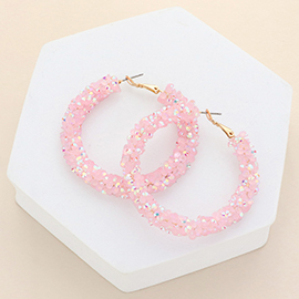 Faceted Beaded Hoop Earrings