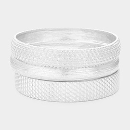 3PCS - Textured Metal Multi Layered Bangle Bracelets