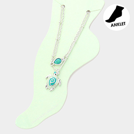 Sea Turtle Charm Double Layered Anklet