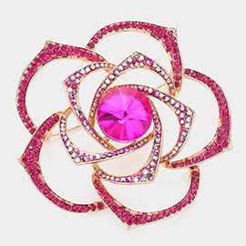 Stone Embellished Flower Pin Brooch