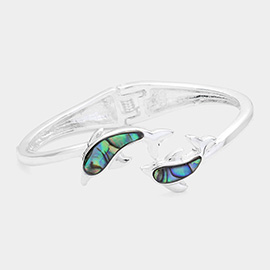 Abalone Dolphin Tip Hinged Cuff Bracelet