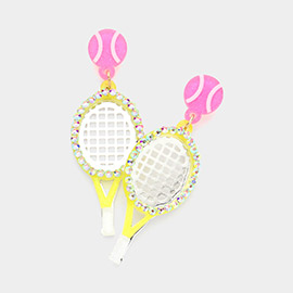 Resin Tennis Racket Dangle Earrings