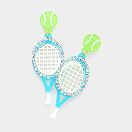 Resin Tennis Racket Dangle Earrings