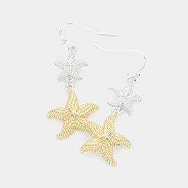 Double Starfish Dangle Dropdown Earrings