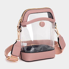 Solid Faux Leather Transparent Crossbody Bag