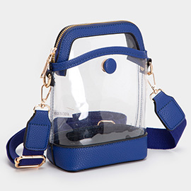 Solid Faux Leather Transparent Crossbody Bag