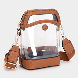 Solid Faux Leather Transparent Crossbody Bag