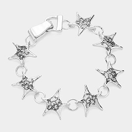 Antique Silver Starfish Link Magnetic Bracelet