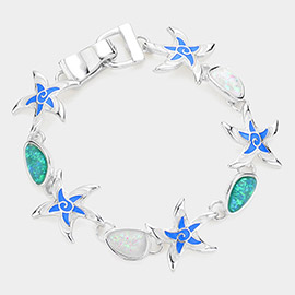 Enamel Starfish Link Magnetic Bracelet