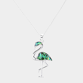 Abalone Flamingo Pendant Necklace