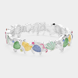 Sea Turtle Seahorse Shell Sand Dollar Stretch Bracelet