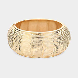 Chunky Textured Metal Hinged Bangle Bracelet