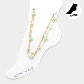 Flower Beads Station Double Layered Anklet