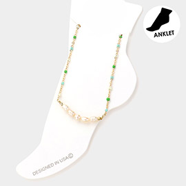 Pearl Beaded Pointed Anklet