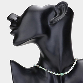 Natural Stone Faceted Beaded Choker Necklace