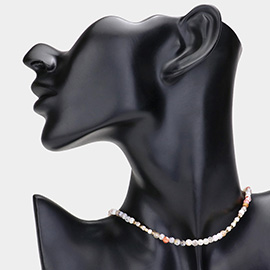 Natural Stone Faceted Beaded Choker Necklace