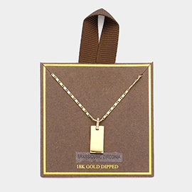 18K Gold Dipped CZ Stone Pointed Mini Rectangle Bar Pendant Necklace