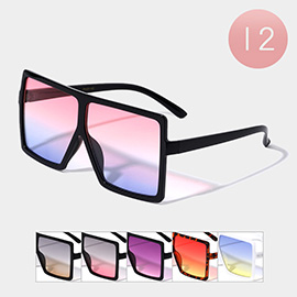 12PCS - Square Frame Gradation Lens Wayfarer Sunglasses