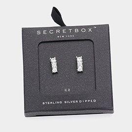 SECRET BOX_Sterling Silver Dipped CZ Stone Cluster Mini Stud Earrings