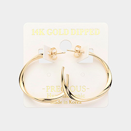 14K Gold Dipped Hypoallergenic Twisted Metal Hoop Earrings