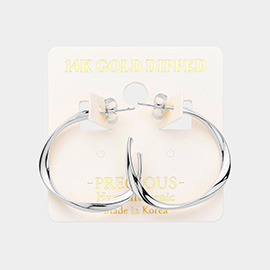 14K White Gold Dipped Hypoallergenic Twisted Metal Hoop Earrings