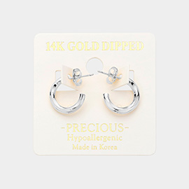 14K Gold Dipped Hypoallergenic Textured Metal Hoop Earrings