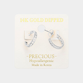 14K White Gold Dipped Hypoallergenic Metal Hoop Earrings