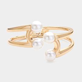 Pearl Tip Hinged Cuff Bracelet