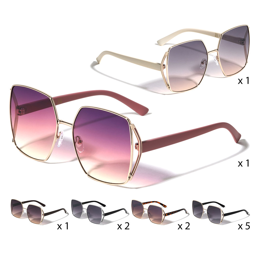 12PCS Square Tinted Lens Thin Frame Wayfarer Sunglasses