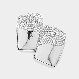 Rhinestone Paved Pointed Rectangle Earrings