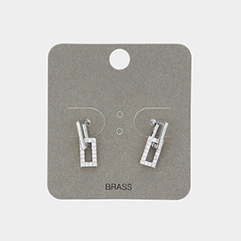 Rhinestone Paved Brass Metal Chain Link Earrings