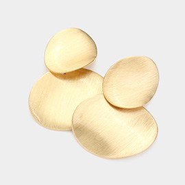 SECRET BOX_14K Gold Dipped Hypoallergenic Brushed Metal Disc Link Earrings