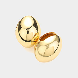 SECRET BOX_14K Gold Dipped Hypoallergenic Metal Oval Huggie Earrings