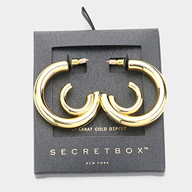 SECRET BOX_14K Gold Dipped Abstract Metal Hoop Earrings