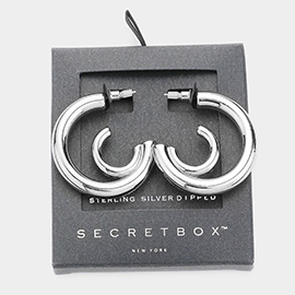 SECRET BOX_Sterling Silver Dipped Abstract Metal Hoop Earrings