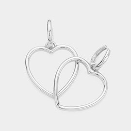 SECRET BOX_Sterling Silver Dipped Hypoallergenic Metal Open Heart Dangle Huggie Hoop Earrings
