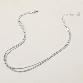 SECRET BOX_Triple Layered Brass Chain Necklace