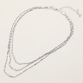 SECRET BOX_Triple Layered Brass Chain Necklace