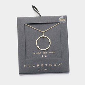 SECRET BOX_14K Gold Dipped CZ Stone Pointed Open Circle Pendant Necklace