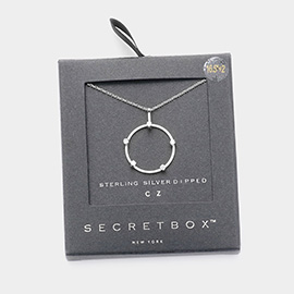 SECRET BOX_Sterling Silver Dipped CZ Stone Pointed Open Circle Pendant Necklace