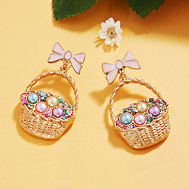Easter Egg Basket Dangle Earrings