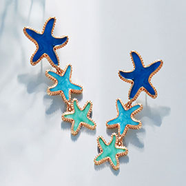 Triple Enamel Starfish Link Earrings