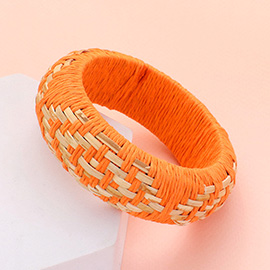 Raffia Weave Abstract Pattern Bangle Bracelet