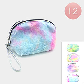12PCS - Fuzzy Cotton Candy Pouch Bags