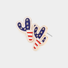 American USA Flag Enamel Cactus Stud Earrings